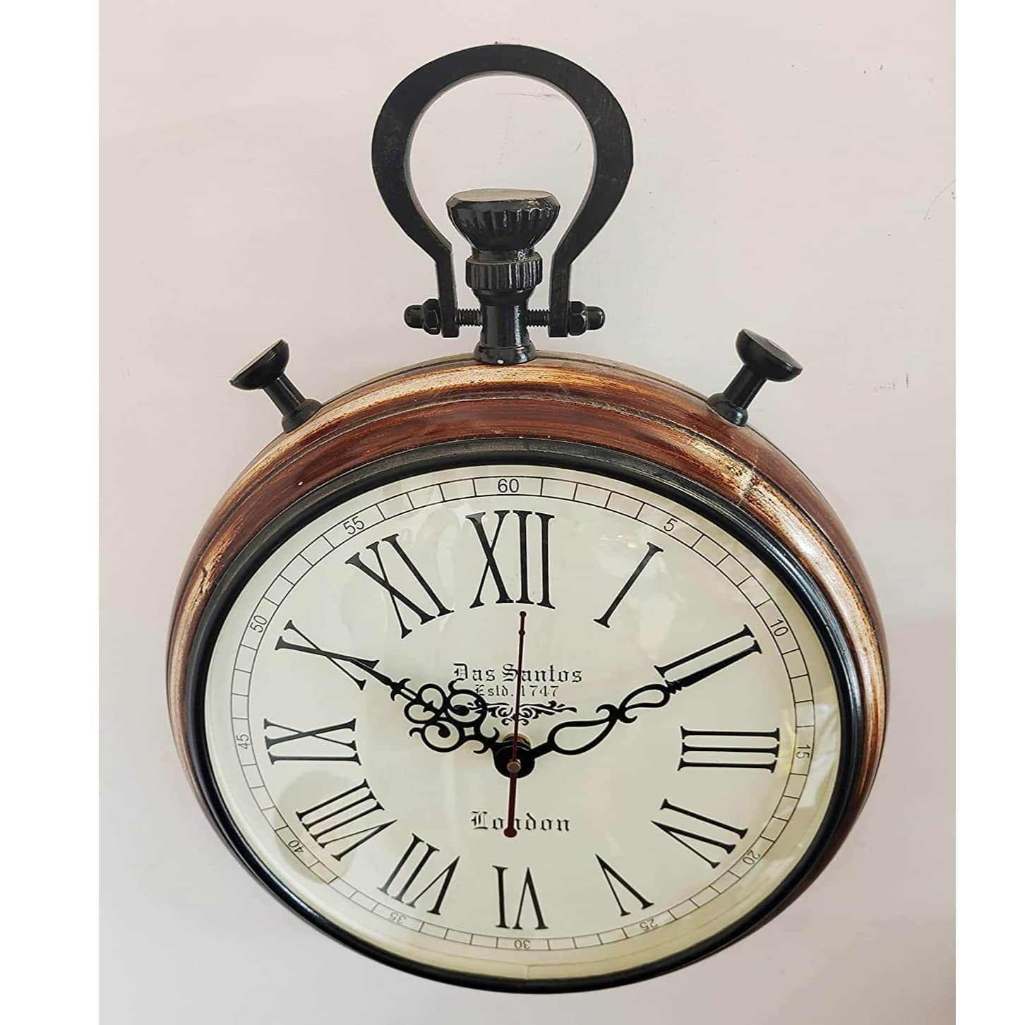Wooden Wall Clock Handmade Clock Vintage Style Art - rear_view