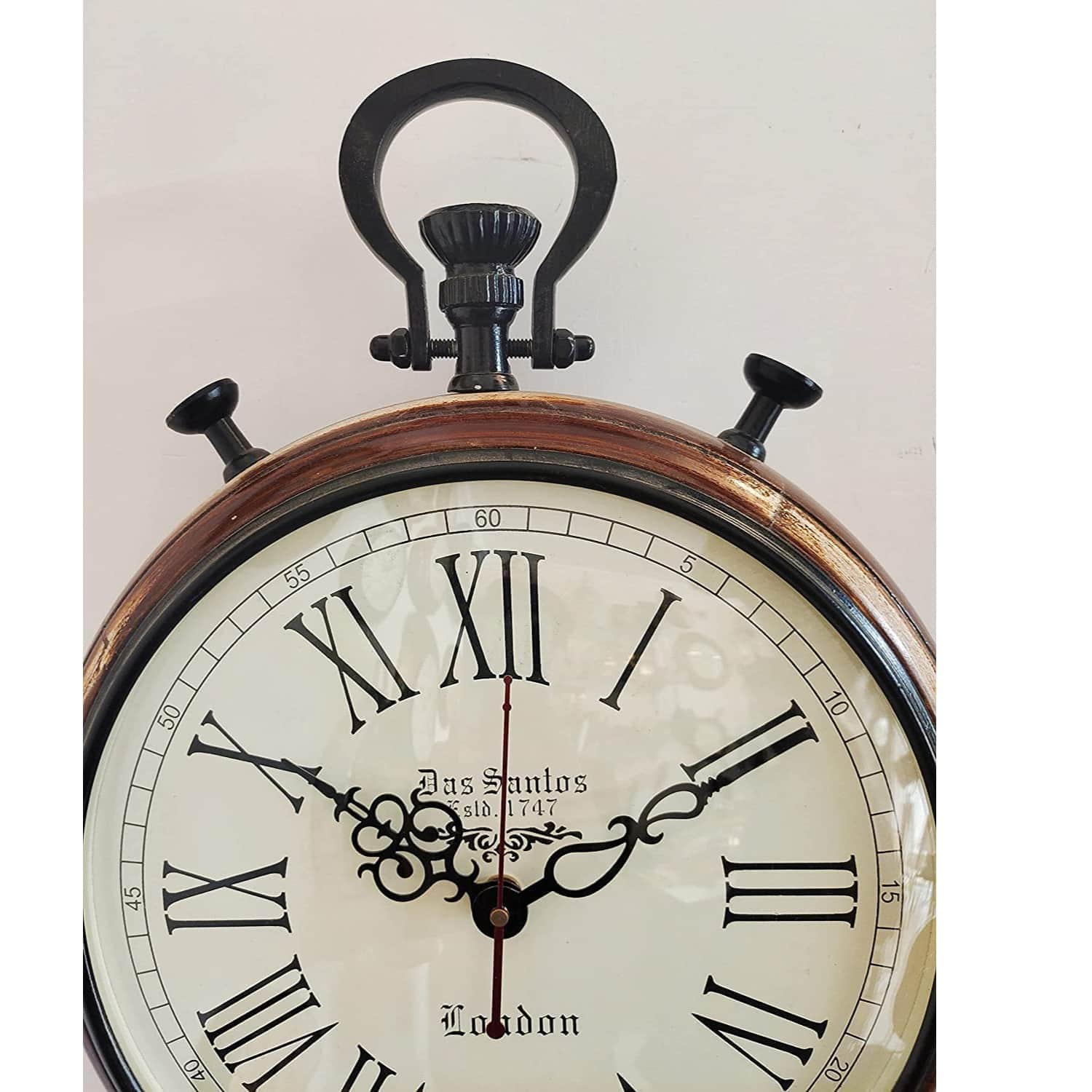 Wooden Wall Clock Handmade Clock Vintage Style Art - left_view