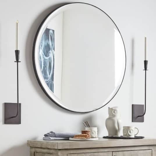 Aaina HD Silver Round Decorative Hanging Wall Mirror (Large 20") - top_view