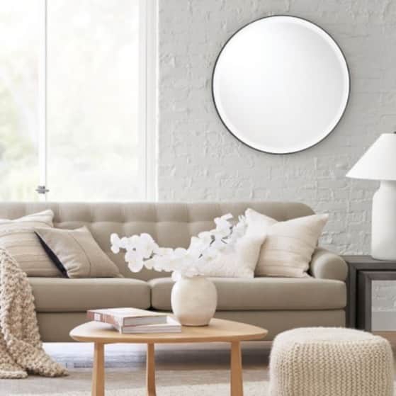 Aaina HD Silver Round Decorative Hanging Wall Mirror (Medium 16") - top_view
