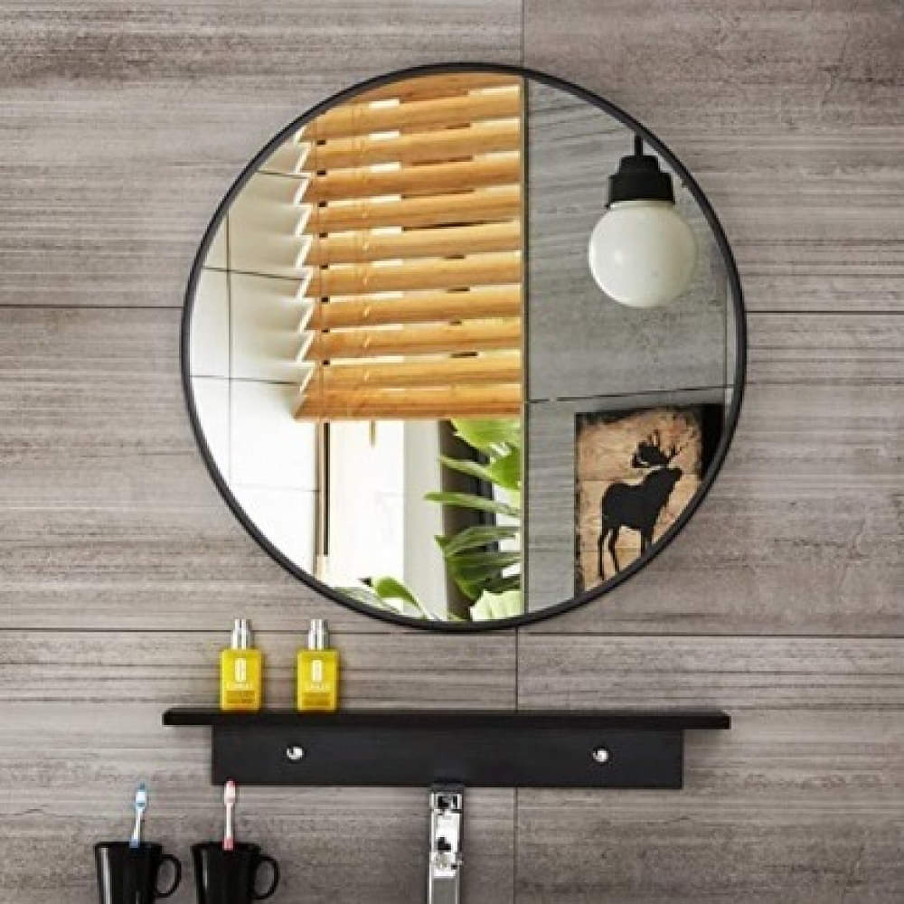 Aaina HD Silver Round Decorative Hanging Wall Mirror (Small 12") - photo