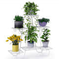 Flower Pot Stand white Plant Container Set - front_view