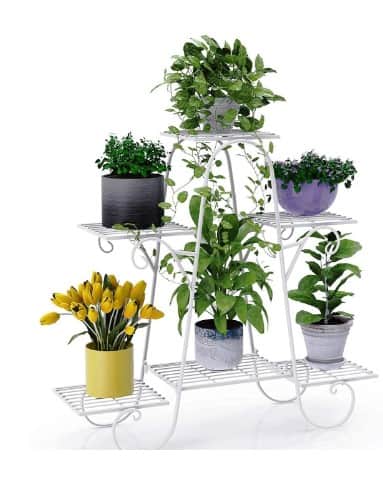 Flower Pot Stand white Plant Container Set - top_view