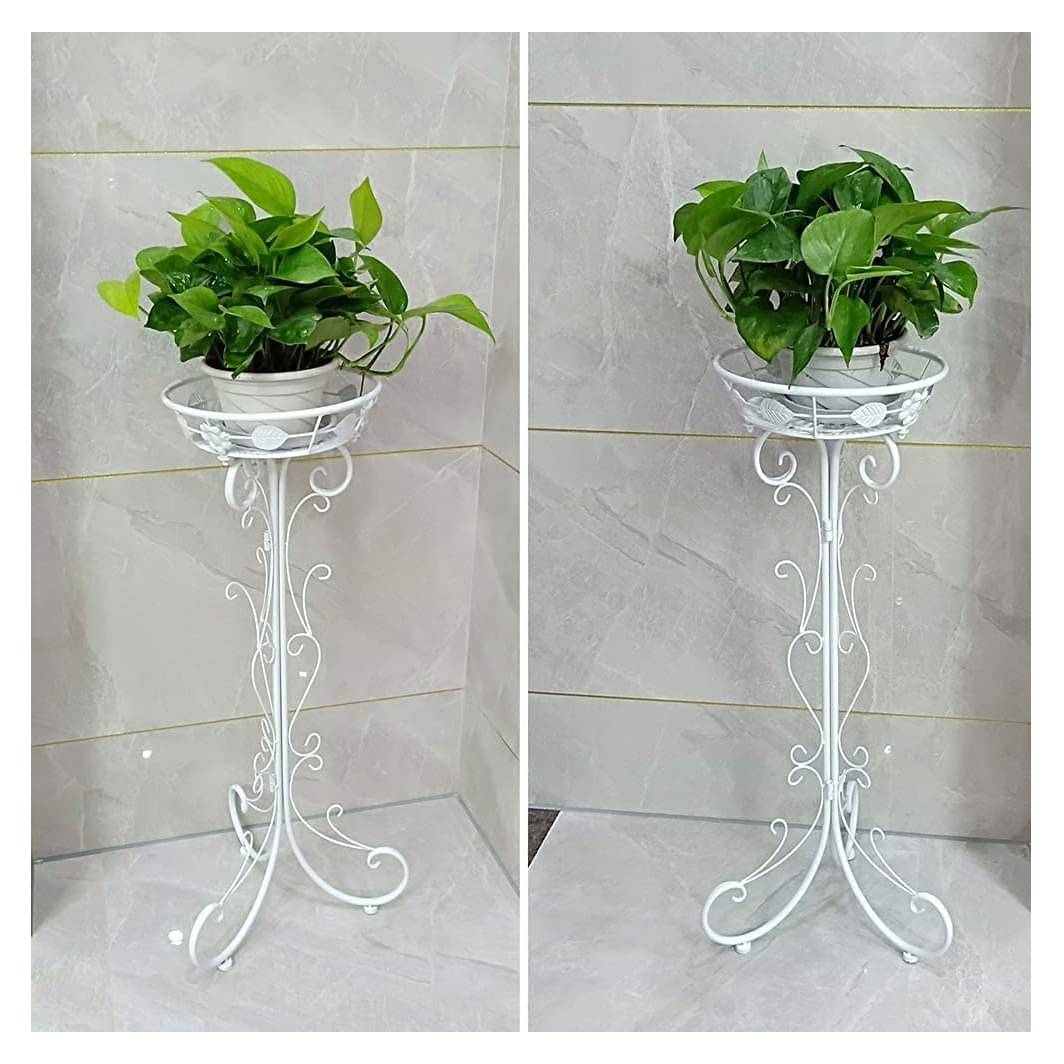Metal Plant Stand Flower Pot  (White)