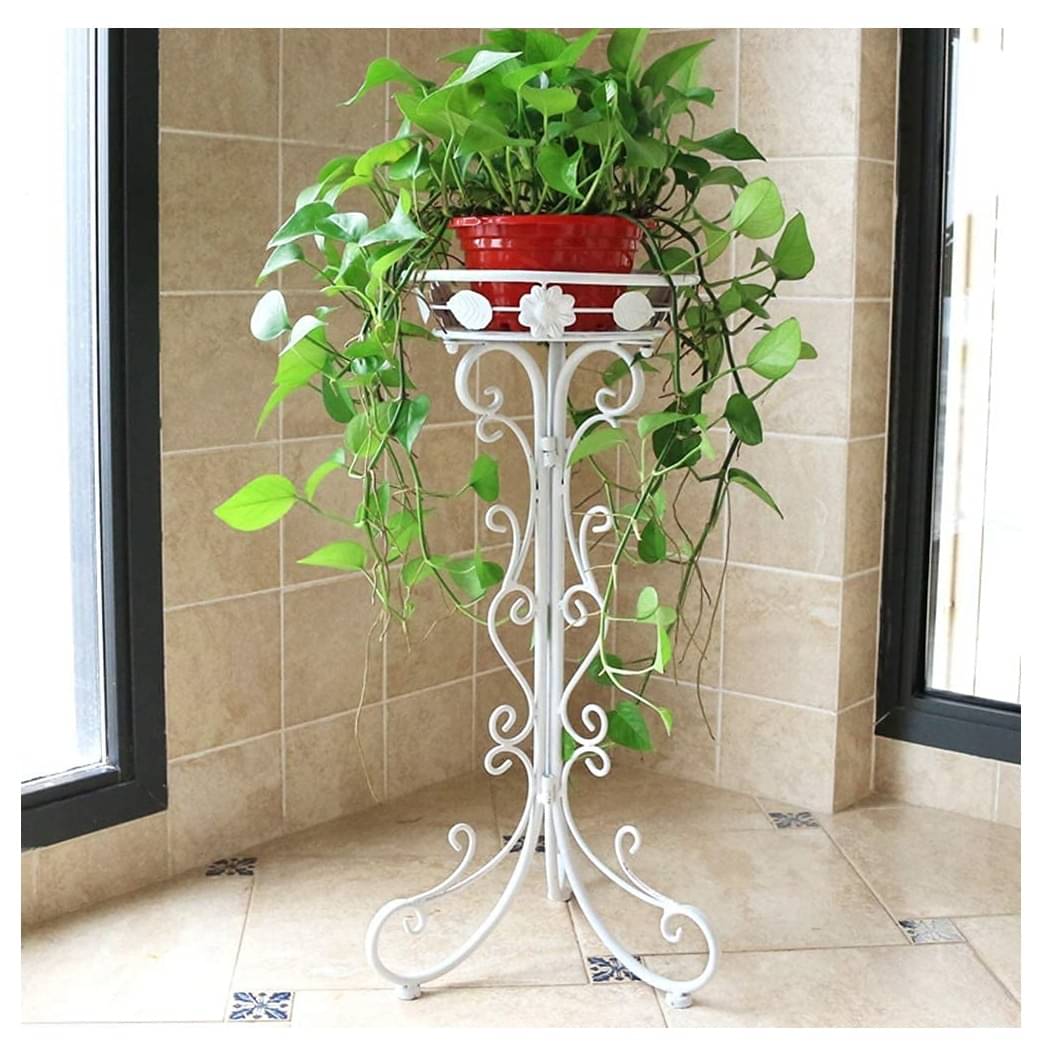 Metal Plant Stand Flower Pot  (White)