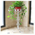 Metal Plant Stand Flower Pot  (White) - rear_view