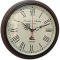 12" Wall Clock Roman Number Wooden Antique - rear_view