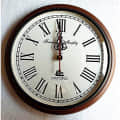 Wooden Wall Clock Antique Style Art Unique Home Office Decor Colour Brown 12 inch - front_view