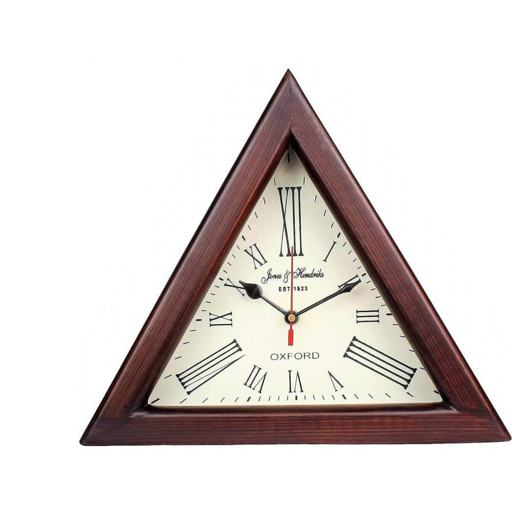 Triangle Wooden Wall Clock 12" (Brown) - photo