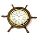 Wooden Ship Wheel Wall Clock for Home and Office Decor, 24 Inch, Brown - photo