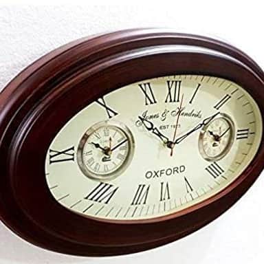 Antique Style Brass Wooden Wall Clock World Time Wall Clock Nautical Gift and Home Décor . - front_view
