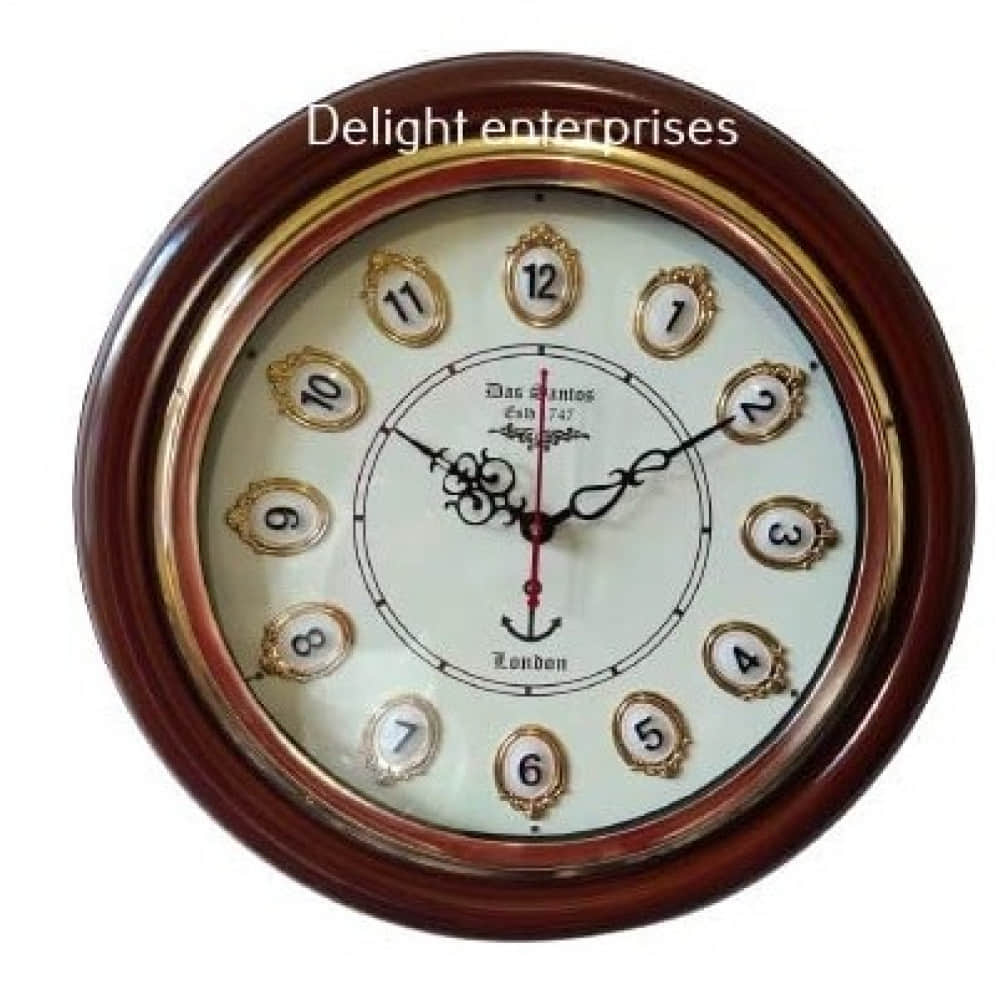Wooden & Antique Wall Clock I Big Wall Clock I Wall Decor I 16 inches Wall Clock Roman Brown - photo