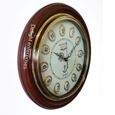 Wooden & Antique Wall Clock I Big Wall Clock I Wall Decor I 16 inches Wall Clock Roman Brown - front_view