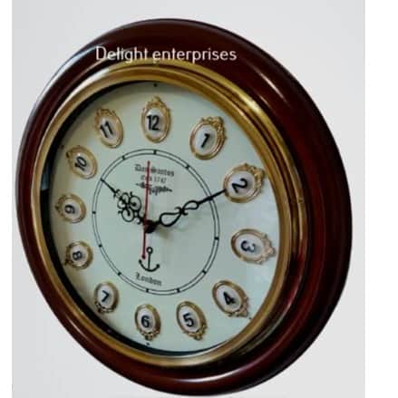 Wooden & Antique Wall Clock I Big Wall Clock I Wall Decor I 16 inches Wall Clock Roman Brown - top_view