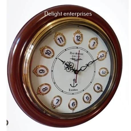 Wooden & Antique Wall Clock I Big Wall Clock I Wall Decor I 16 inches Wall Clock Roman Brown - rear_view