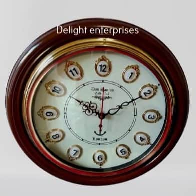 Wooden & Antique Wall Clock I Big Wall Clock I Wall Decor I 16 inches Wall Clock Roman Brown - left_view