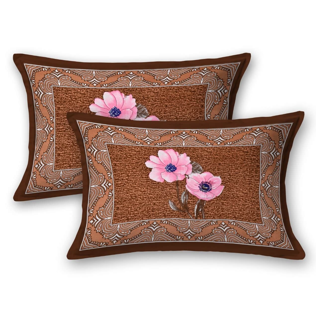 Pure Cotton Premium Quality King Size Bedsheet With 2 Designer Pillow Covers - front_view