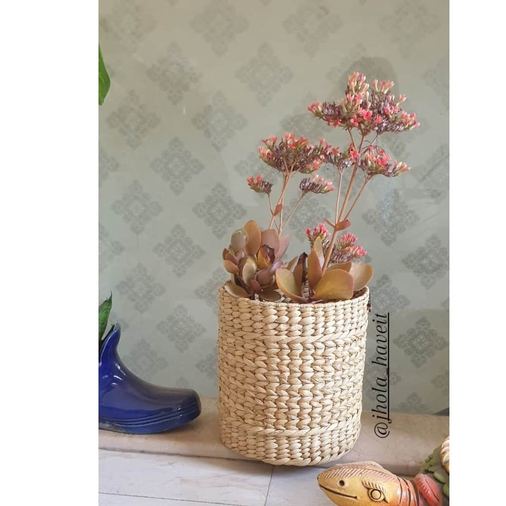 Kauna Grass Round Planter - left_view