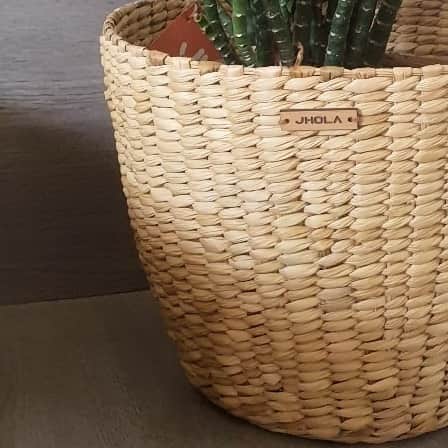 Oval Shape made of Kauna Grass Planter - left_view
