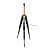 Black And Antique Wood Tripod Floor Lamp Stand with Shade and Bulb - left_view