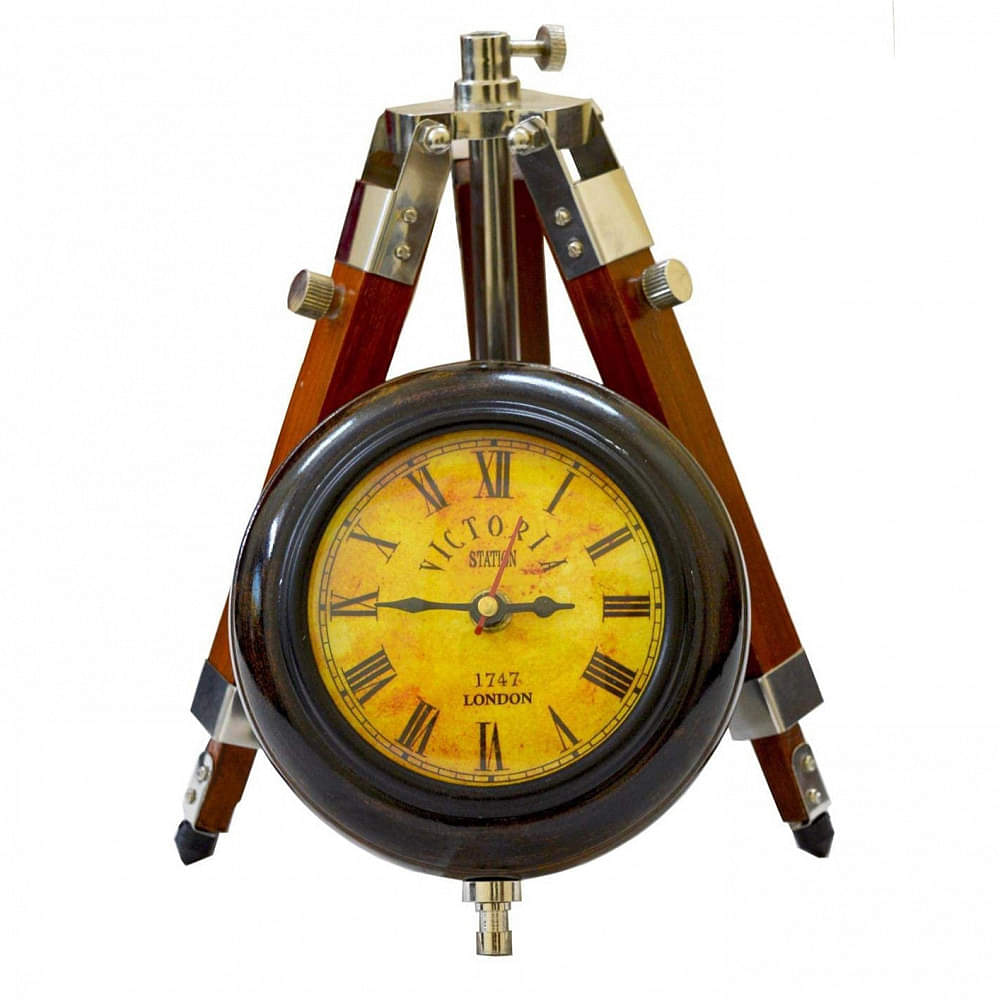 Antique Table Desk Tripod Wall Clock 15 inch - photo