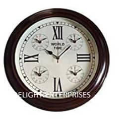 5 Time Wooden Wall Clock Brown Roman Number I Big Wall Clock