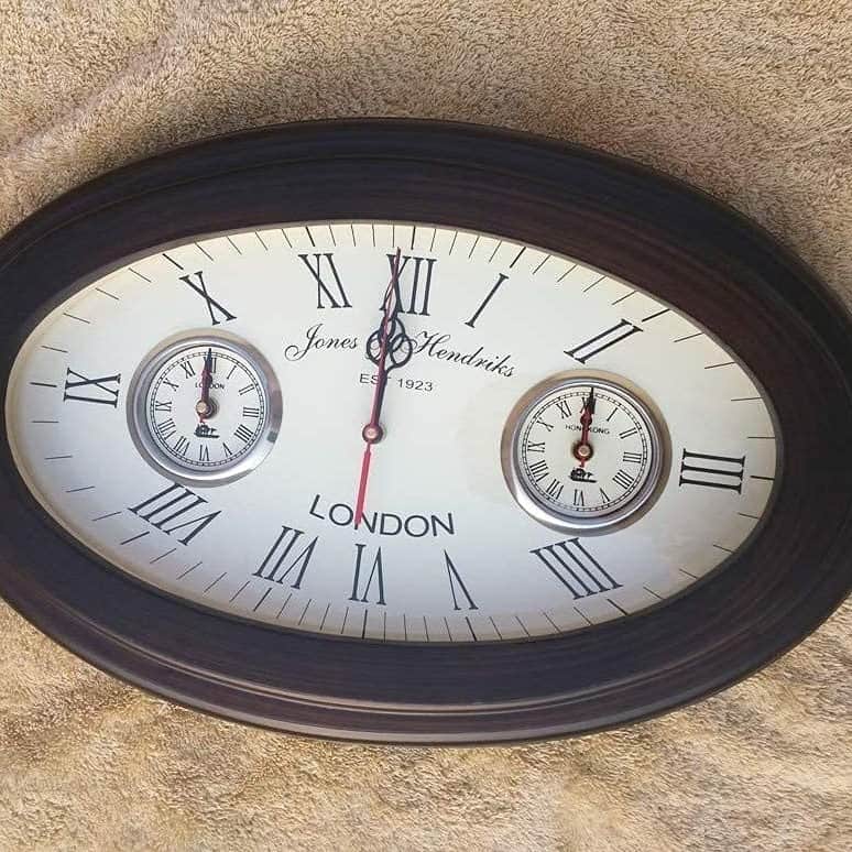 18 inch Wooden Wall Clock Oval Shape Wall Decor Roman Number - top_view
