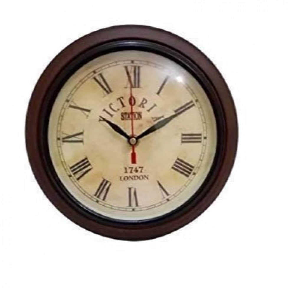 Wooden Antique Wall Clock (Brown, 8 Inches) - photo