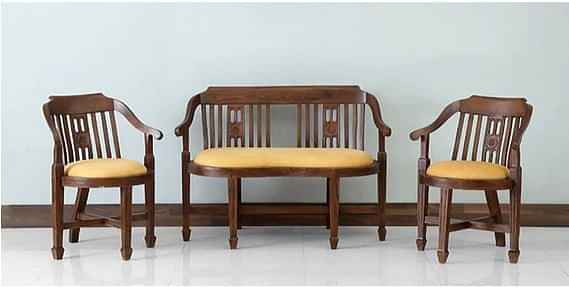 Teak Wood Sofa Set (Yellow) - photo