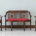 Aakruti Teak Wood 2 Seater Sofa In Red Colour - photo