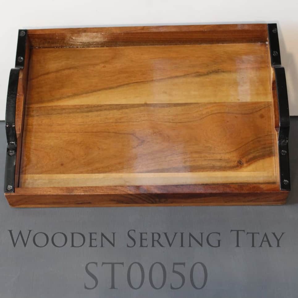 Wooden Handcrafted Serving Tray - front_view