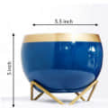 Blue & Golden Dual Tone Metal Pot 5" - rear_view