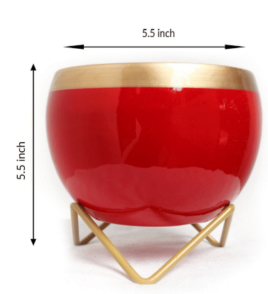 Red & Golden Dual Tone Metal Pot 5" - rear_view