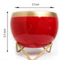 Red & Golden Dual Tone Metal Pot 5" - rear_view