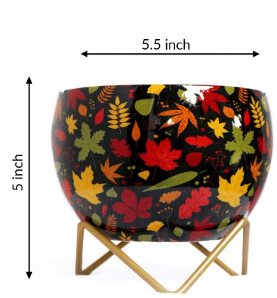 Beautiful Maple Leaves Metal Pot 5" - rear_view