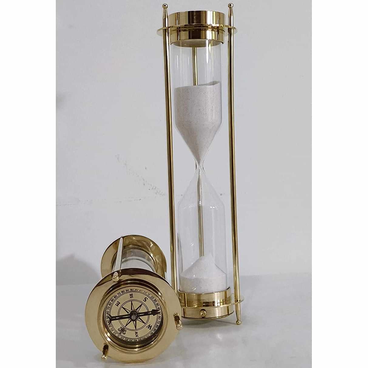 48 Min Brass Sand Timer Watch With Compass - photo