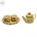 Olive Green Hand Painted Ceramic Morning Tea Set - top_view
