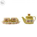 Olive Green Hand Painted Ceramic Morning Tea Set - rear_view
