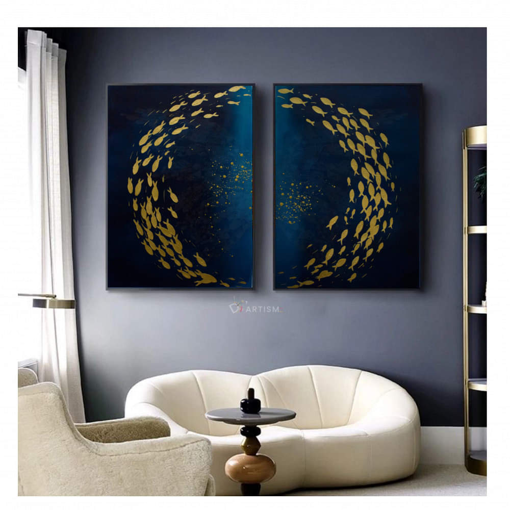 Golden Fish Shoal Painting - photo