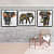 Colorful Elephants set of three paintings - photo
