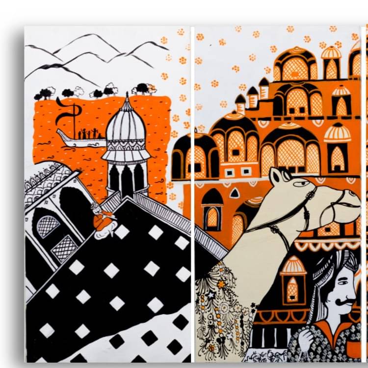 Hawa Mahal Abstract Art Wall Painting