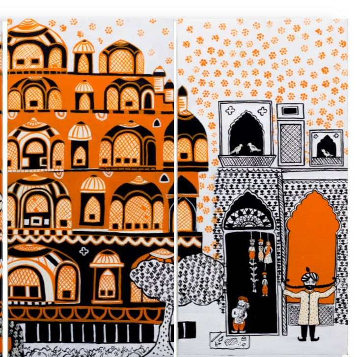 Hawa Mahal Abstract Art Wall Painting