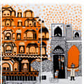 Hawa Mahal Abstract Art Wall Painting - top_view