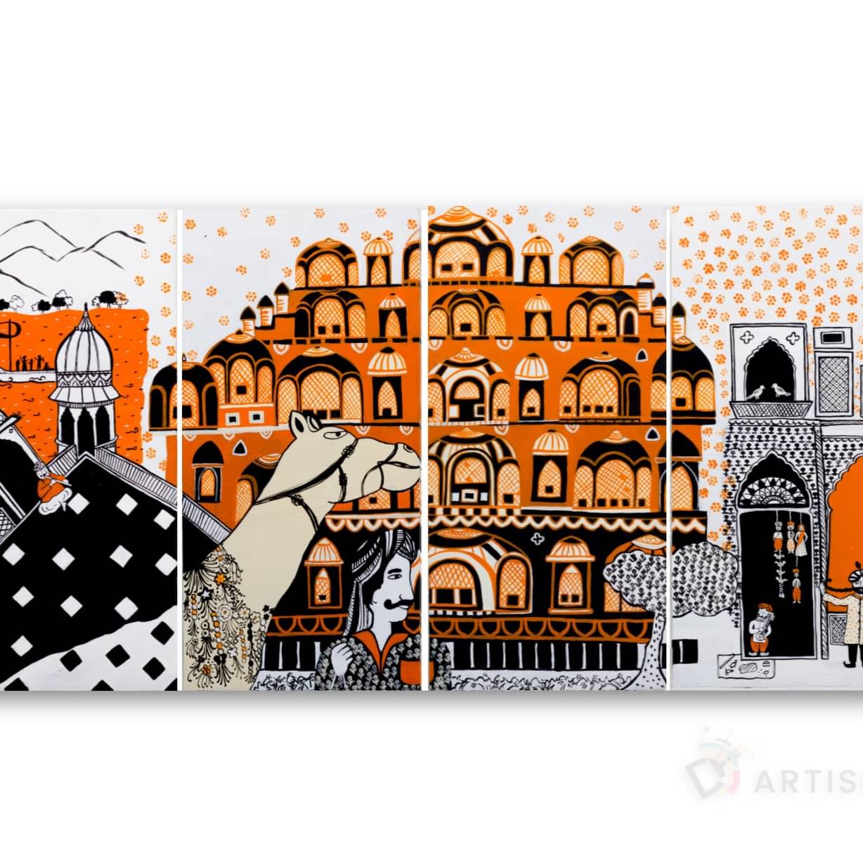 Hawa Mahal Abstract Art Wall Painting