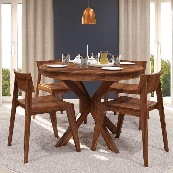 Teak wood dining 2025 table with 4 chairs