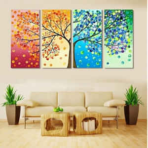 Four Seasons Flower Tree Wall Canvas - photo