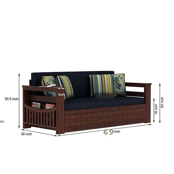 Teak Wood 3 Seater Sofa Cum Bed - top_view
