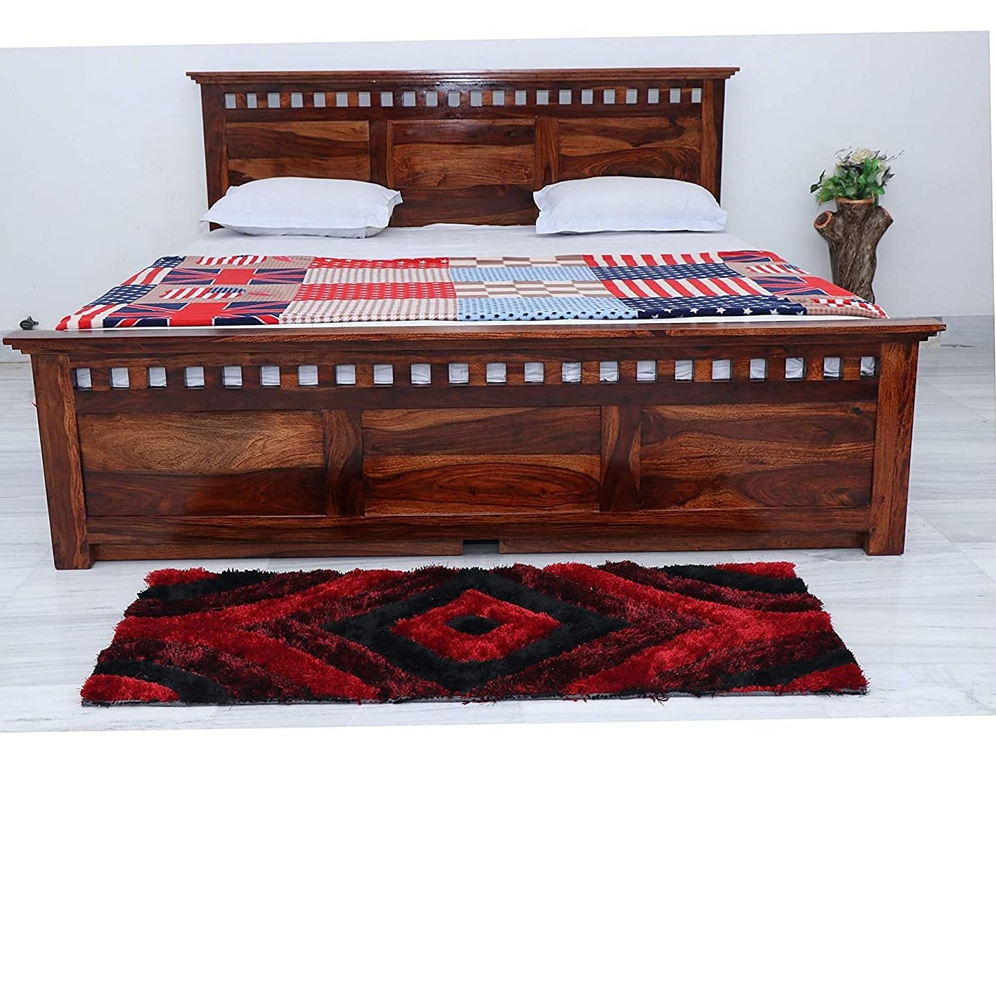 Sheesham wood queen size store bed without storage