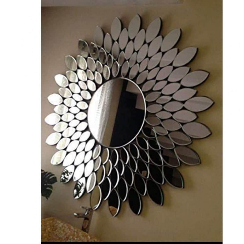 Round Designer Silver Wall Mirror - photo