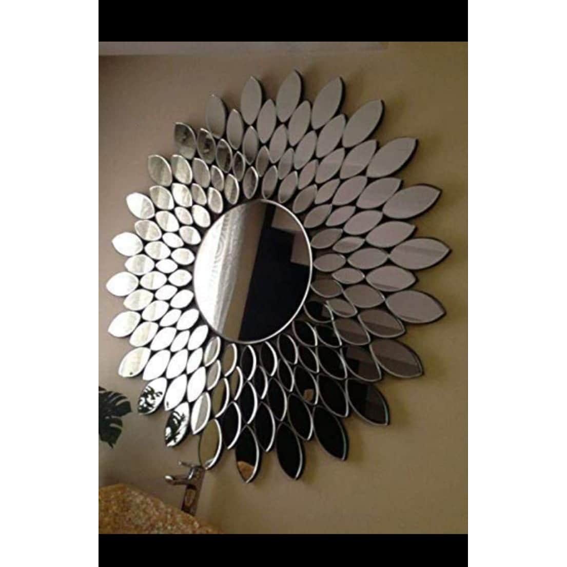Round Designer Silver Wall Mirror - rear_view